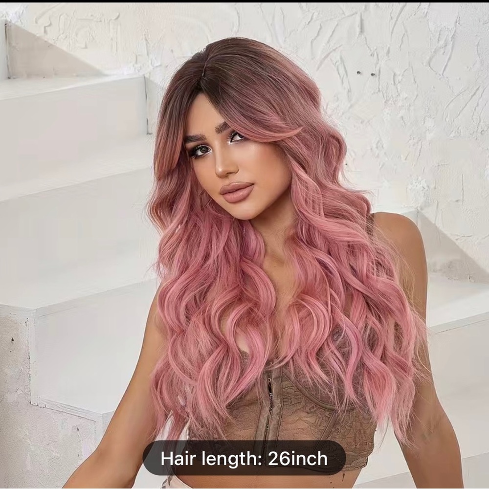 Pink ombré Fashion Gradient Butterfly Haircut Wig.